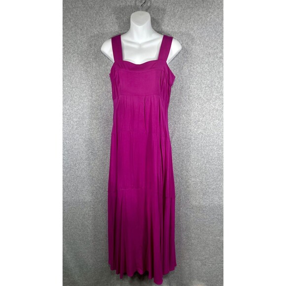Vince Camuto Dress Womens Small Tier Maxi Sleeveless Smocked Back‎ Flowy Fuchsia - Picture 2 of 16